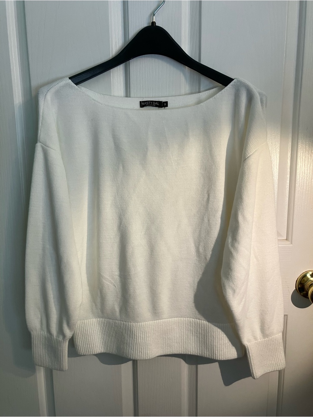 Nasty Gal White Off-the-Shoulder Knit Sweater